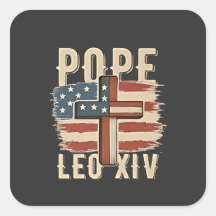 Sticker Carré Église chrétienne du pape Léon XIV Drapeau américa