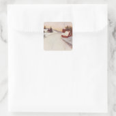 Sticker Carré Église Christian Snow Winter (Sac)