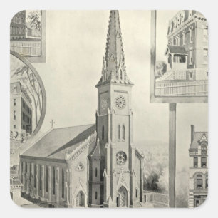 Sticker Carré Église de la conception impeccable, Waterbury