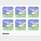 Sticker Carré Église de Pâques et Arc en ciel (Feuille)