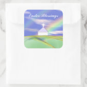 Sticker Carré Église de Pâques et Arc en ciel (Sac)