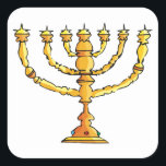 Sticker Carré Église Menorah<br><div class="desc">Une menorah d'église en or avec beaucoup de bougies. Ce design semble vraiment efficace sur ce Stickers</div>