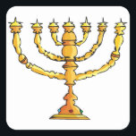 Sticker Carré Église Menorah<br><div class="desc">Une menorah d'église en or avec beaucoup de bougies. Ce design semble vraiment efficace sur ce Stickers</div>