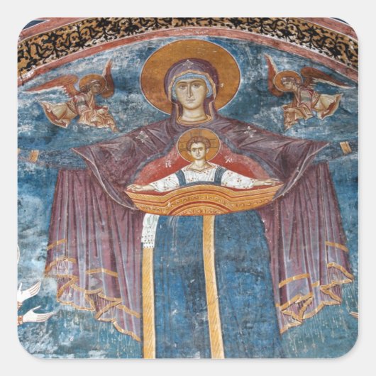 Sticker Carré Eglise orthodoxe serbe et site de l'UNESCO, (Devant)