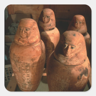 Sticker Carré Egypte, jarres canopes de la 26e dynastie trouvées