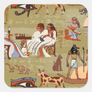 Sticker Carré Égypte Motif de symboles