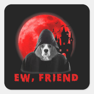 Sticker Carré Eh, Friend Beagle Dog Halloween Dog Vampire Venin