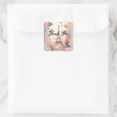 Sticker Carré Eiffel Tower Butterflies and Flowers Thank You (Sac)