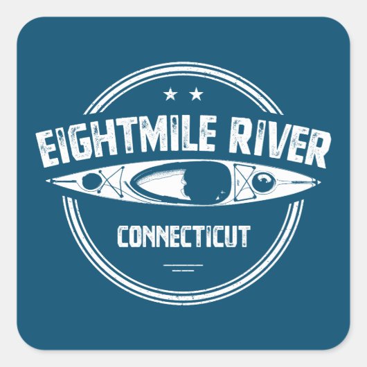 Sticker Carré Eightmile River Connecticut Kayak (Devant)