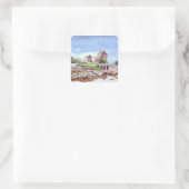 Sticker Carré Eilean Donan Castle Watercolor Painting (Sac)
