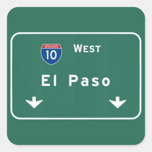 Sticker Carré El Paso Texas tx Interstate Highway Freeway Road :