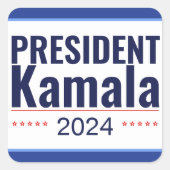 Sticker Carré Élection du président Kamala 2024 (Devant)