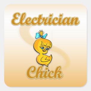 Sticker Carré Électricien Chick