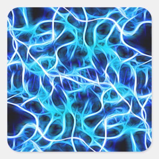 Sticker Carré Electrique Neon Aqua Bleu Turquoise Lightning (Devant)