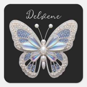 Sticker Carré Élégance des papillons Iridescente