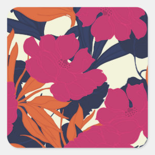 Sticker Carré Élégance florale : motif abstrait
