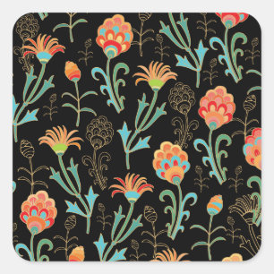 Sticker Carré Élégance florale orientale transparente