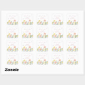 Sticker Carré Élégance florale romantique Baby Shower  (Feuille)