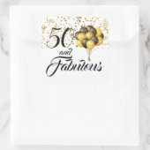 Sticker Carré Elégant 50 et Fabuleux Confetti Or Anniversaire (Sac)
