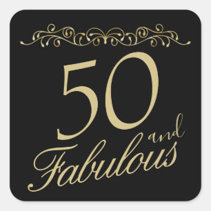 Sticker Carré Elégant 50 et fabuleux ornement 50e anniversaire