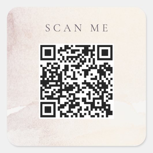 Sticker Carré Elégant Abstrait Gold Purple Aquarelle QR Code (Devant)