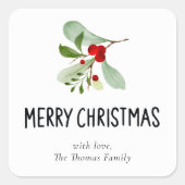 Sticker Carré Elégant aquarelle Botanique Festif Noël (Devant)