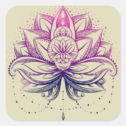 Sticker Carré Elégant Aquarelle douce violette Lotus / Lily flo (Devant)