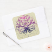 Sticker Carré Elégant Aquarelle douce violette Lotus / Lily flo (Enveloppe)
