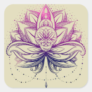Sticker Carré Elégant Aquarelle douce violette Lotus / Lily flo