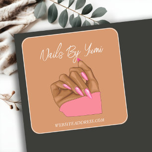 Sticker Carré Élégant artiste de ongles afro-américain Manicuris