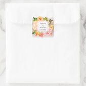 Sticker Carré Élégant Automne Brown Floral Bloom Gradient Mariag (Sac)