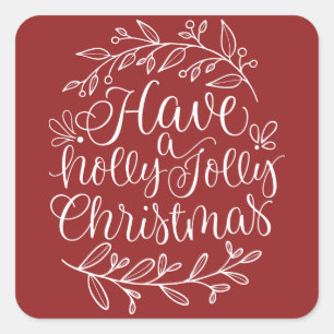 Sticker Carré Elégant Avoir un Holly Jolly vacances de Noël