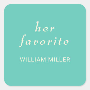 Sticker Carré Élégant Awe aquatique simple avec Mariage Monogram