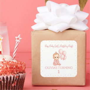 Sticker Carré Elégant Baby Girl Boss avec des points d'or - Anni