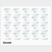 Sticker Carré Elégant Baby shower d'argent bleu (Feuille)
