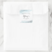 Sticker Carré Elégant Baby shower d'argent bleu (Sac)