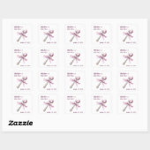 Sticker Carré Élégant Baby shower de Bow Bow rose Argent (Feuille)