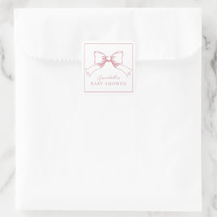 Sticker Carré Élégant Baby shower de fille de la cou rose