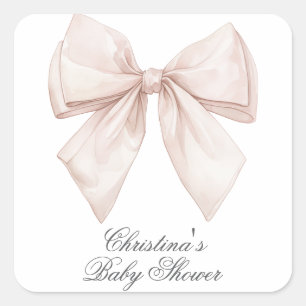 Sticker Carré Elégant Baby shower de la caverne blanche