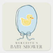Sticker Carré Élégant Baby shower en caoutchouc Ducky (Devant)