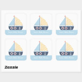Sticker Carré Elégant Baby shower nautique (Feuille)