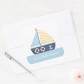 Sticker Carré Elégant Baby shower nautique (Enveloppe)