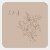 Sticker Carré Elegant Beige Floral Wedding (Devant)