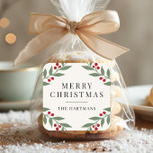 Sticker Carré Élégant Berry Botanique Noël