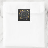 Sticker Carré Elegant Black and Gold Hydrangea Luxury Floral (Sac)