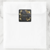 Sticker Carré Elegant Black and Gold Leaf Hydrangea Luxury Flora (Sac)