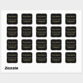 Sticker Carré Élégant Black Faux Gold Script Christmas Snowflake (Feuille)