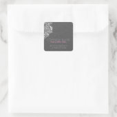 Sticker Carré Elégant blanc dentelle gris floral damas (Sac)