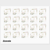 Sticker Carré Élégant Blanc Imperial Lys Mariage Or (Feuille)