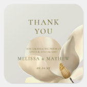 Sticker Carré Elégant Blanc Oriental Magnolia Mariage Faveur (Devant)